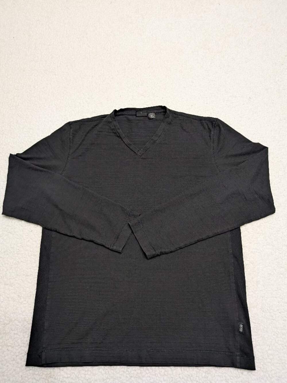 Hugo Boss Black Long Sleeve V Neck Shirt Size L Regular Fit